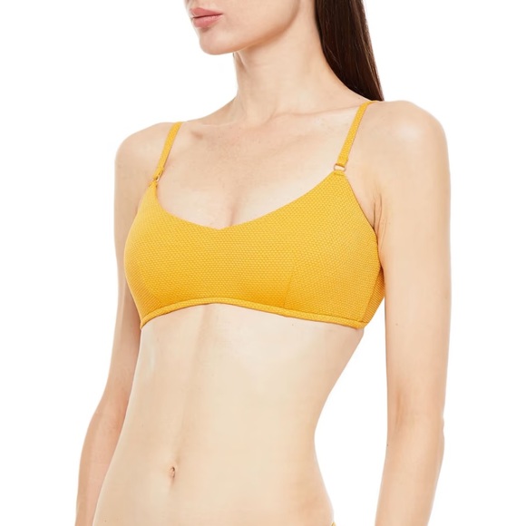 Seafolly Stardust Metallic Stretch-piqué Bronze Bikini Top - Picture 6 of 11